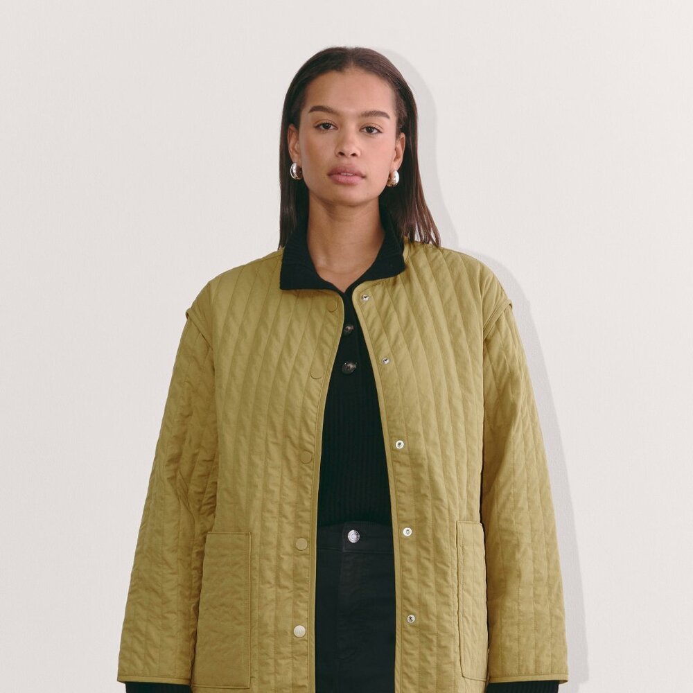 Everlane Women's Midi Quilted Liner in Fennel Seed, Size Extra Small